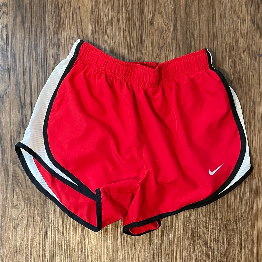 Nike Women's Dry Fit Red and White Athletic Shorts